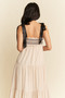 Davi & Dani Multi Contrast Smocked Bodice Straps Maxi Dress