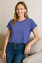 Zenana Cotton Folded Sleeve Top