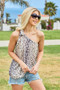 BiBi Leopard Print Woven Ribbon Detailed One Shoulder Tank