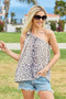 BiBi Leopard Print Woven Ribbon Detailed One Shoulder Tank