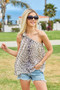 BiBi Leopard Print Woven Ribbon Detailed One Shoulder Tank