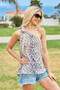 BiBi Leopard Print Woven Ribbon Detailed One Shoulder Tank