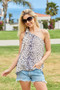 BiBi Leopard Print Woven Ribbon Detailed One Shoulder Tank