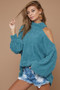 BiBi Belle Sweater Knit Open One Shoulder Turtle Neck