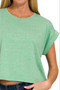 Zenana Rolled Sleeve Crop T-Shirt
