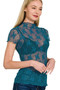 Zenana Lace See-through Layering Short Sleeve Top