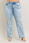 Judy Blue Full Size Hw Mineral Wash Destroy 90's Straight Jeans Plus Size