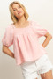 HYFVE Crochet Detail Puff Sleeve Peasant Top