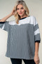 White Birch Full Size Striped Contrast Round Neck Top