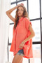ADORA Raw Hem Collared Neck Button Down Shirt