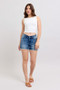 Judy Blue Full Size V-Front Denim Shorts with Shield Pockets Plus Size
