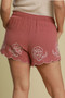 Umgee Full Size Linen Blend Shorts with Floral Embroidered Details Plus Size