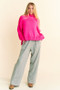 Davi & Dani Rhinestone Elastic Waist Wide Leg Pants