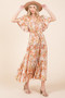 Mittoshop Floral Tie Waist Flutter Sleeve Tiered Dress