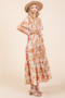 Mittoshop Floral Tie Waist Flutter Sleeve Tiered Dress