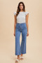 Annie Wear Ruffled Striped Round Neck Cap Sleeve Knit Top