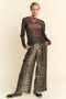 Davi & Dani Glitter Mesh Lettuce Hem Long Sleeve Top
