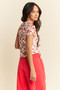 Davi & Dani Ribbon Short Sleeve Layered Mesh Top