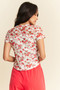 Davi & Dani Ribbon Short Sleeve Layered Mesh Top