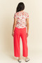 Davi & Dani Ribbon Short Sleeve Layered Mesh Top
