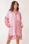 Davi & Dani Multi Color Stripe Mixed Button Front Tunic Shirt Dress