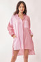 Davi & Dani Multi Color Stripe Mixed Button Front Tunic Shirt Dress