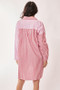 Davi & Dani Multi Color Stripe Mixed Button Front Tunic Shirt Dress