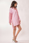 Davi & Dani Multi Color Stripe Mixed Button Front Tunic Shirt Dress