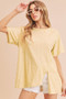 Aemi + Co Asymmetrical Front Slit Round Neck Raglan Sleeve T-Shirt