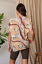 Davi & Dani Floral Printed V Neck Short Sleeve Loose Fit Top