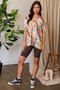 Davi & Dani Floral Printed V Neck Short Sleeve Loose Fit Top
