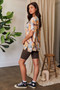 Davi & Dani Floral Printed V Neck Short Sleeve Loose Fit Top