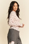 Davi & Dani Ribbon Bow Lace Hem Long Sleeve Mesh Layering Top