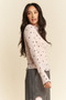 Davi & Dani Ribbon Bow Lace Hem Long Sleeve Mesh Layering Top