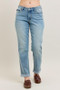 Judy Blue Full Size V-Front Cuff Boyfriend Jeans Plus Size