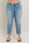 Judy Blue Full Size V-Front Cuff Boyfriend Jeans Plus Size