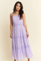 Davi & Dani Texture Swiss Dot Ruffle Square Neck Midi Dress