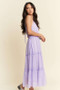 Davi & Dani Texture Swiss Dot Ruffle Square Neck Midi Dress