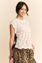 Davi & Dani Ribbon Bow Ties Scalloped Trim Knit Semi Crop Top