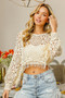 BiBi Dolman Sleeve Fringed Crochet Lace Cover Up