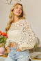BiBi Dolman Sleeve Fringed Crochet Lace Cover Up
