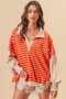 BiBi Stripe Knit Loose Fit Top With Cut Edge Detail
