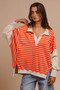 BiBi Stripe Knit Loose Fit Top With Cut Edge Detail