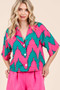 Mittoshop Chevron Print Short Sleeve Crop Shirt