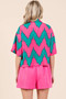 Mittoshop Chevron Print Short Sleeve Crop Shirt
