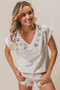 BiBi Slub Jersey Rhinestone V Neck Top