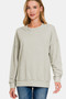 Zenana Washed Round Neck Dropped Shoulder Sweatshirt