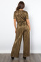 Be Stage Surplice Short Sleeve Pleated Foil Jumpsuit