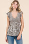 Mittoshop Leopard Print Ruffle Smock Blouse