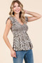 Mittoshop Leopard Print Ruffle Smock Blouse